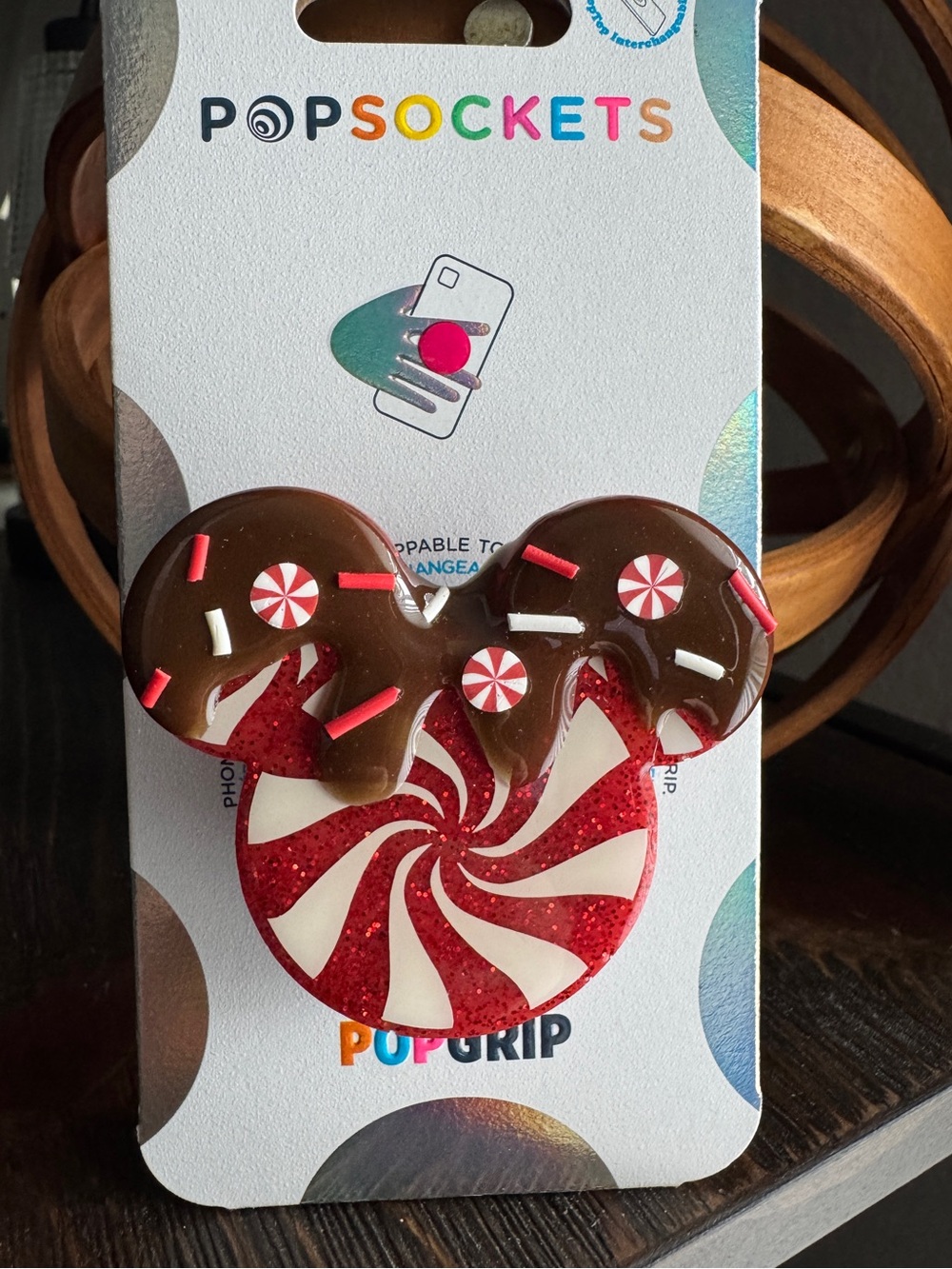 3D Peppermint Mickey Chocolate Drip Popsocket Phone Grip